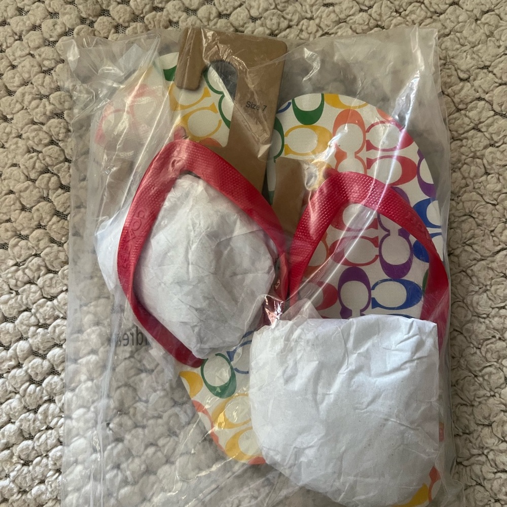Coach Pride Collection Flip Flops with Red Straps